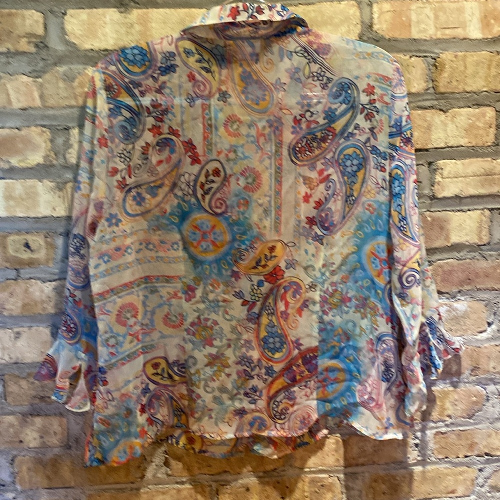 Nicola sheer button up women’s blouse size large 3/4 sleeves large - Picture 6 of 6